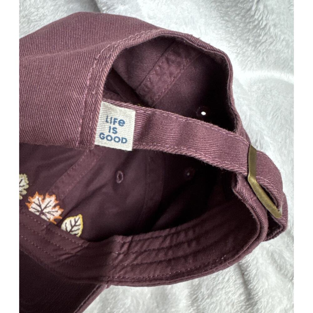 Life Is Good Brown Baseball Cap Embroidered Fall Leaves Cotton Adjustable - Picture 4 of 7